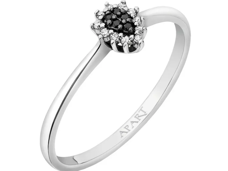 Apart Pierścionek z białego złota z diamentami - 0,04 ct - próba 375< Pierścionki