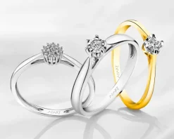Outlet Apart Pierścionek z białego złota z diamentami - 0,05 ct - próba 375
