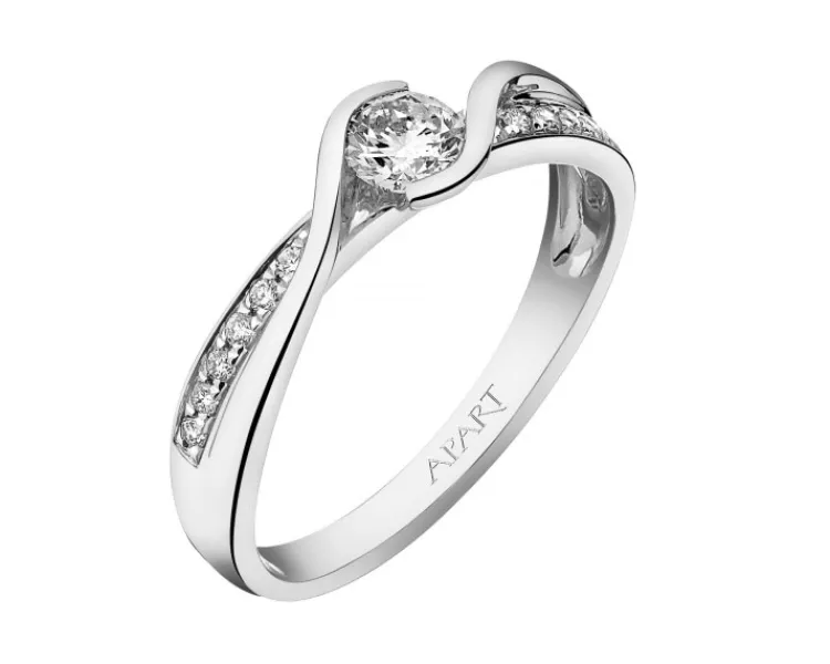 Hot Apart Pierścionek z białego złota z brylantami - 0,33 ct - próba 585