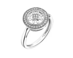 Online Apart Pierścionek z białego złota z diamentami - rozeta - 0,09 ct - próba 585