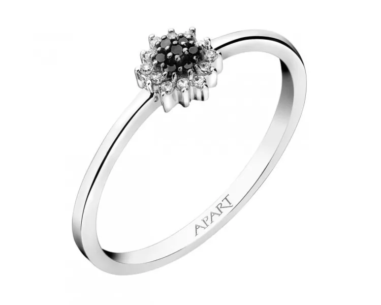 Apart Pierścionek z białego złota z diamentami - 0,07 ct - próba 375< Pierścionki