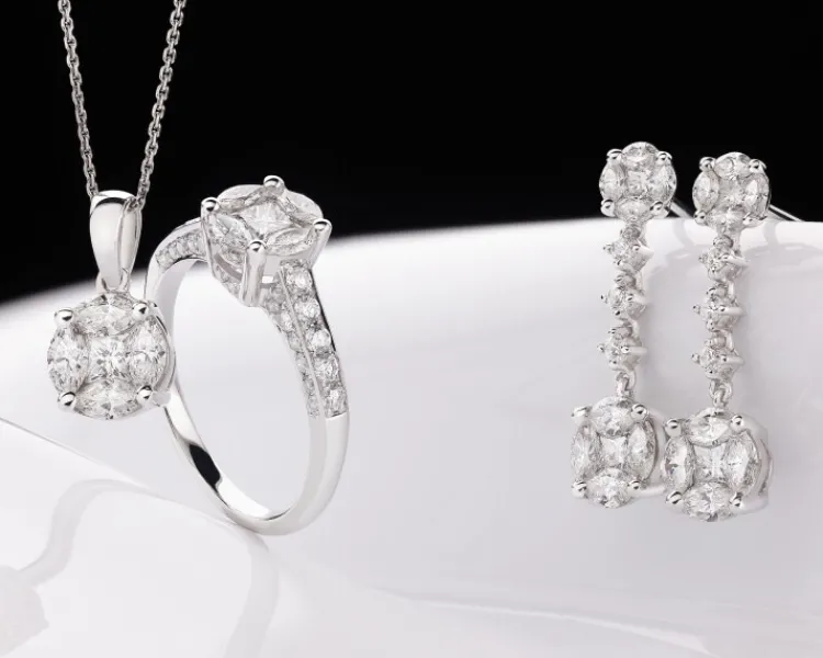 Discount Apart Pierścionek z białego złota z diamentami - 0,91 ct - próba 585