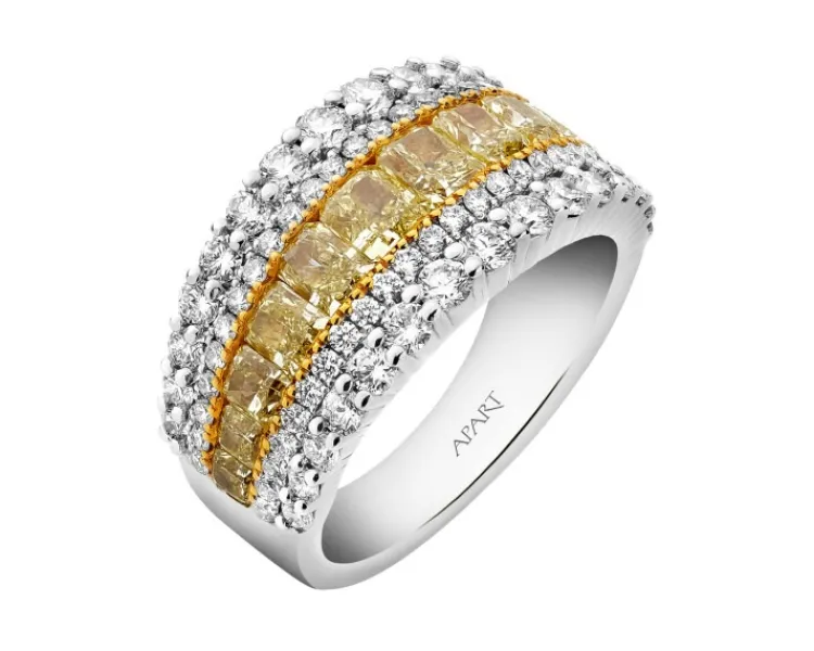 Sale Apart Pierścionek z białego złota z diamentami Fancy Yellow - 3,24 ct - próba 750
