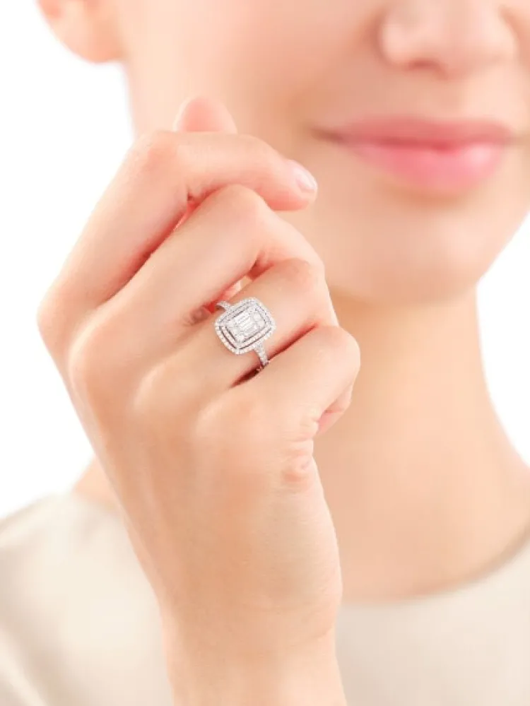 Online Apart Pierścionek z białego złota z diamentami - 0,81 ct - próba 585