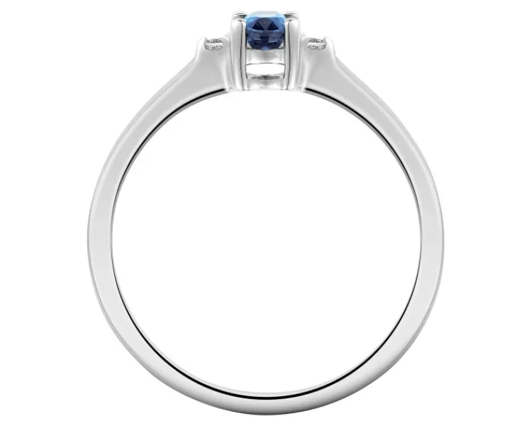 Sale Apart Pierścionek z białego złota z brylantami i szafirem - próba 585