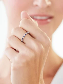 Apart Pierścionek z białego złota z diamentami i szafirami - próba 375< Pierścionki