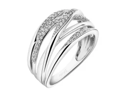 Online Apart Pierścionek z białego złota z diamentami - 0,15 ct - próba 750