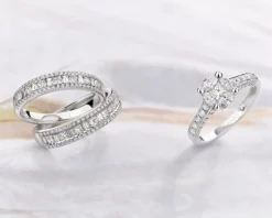 Sale Apart Pierścionek z białego złota z diamentami - 0,72 ct - próba 585