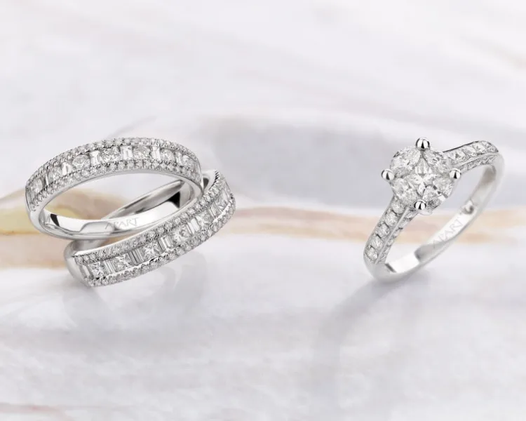 Sale Apart Pierścionek z białego złota z diamentami - 0,72 ct - próba 585