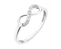 Apart Pierścionek z białego złota z diamentem - nieskończoność - 0,004 ct - próba 585< Pierścionki