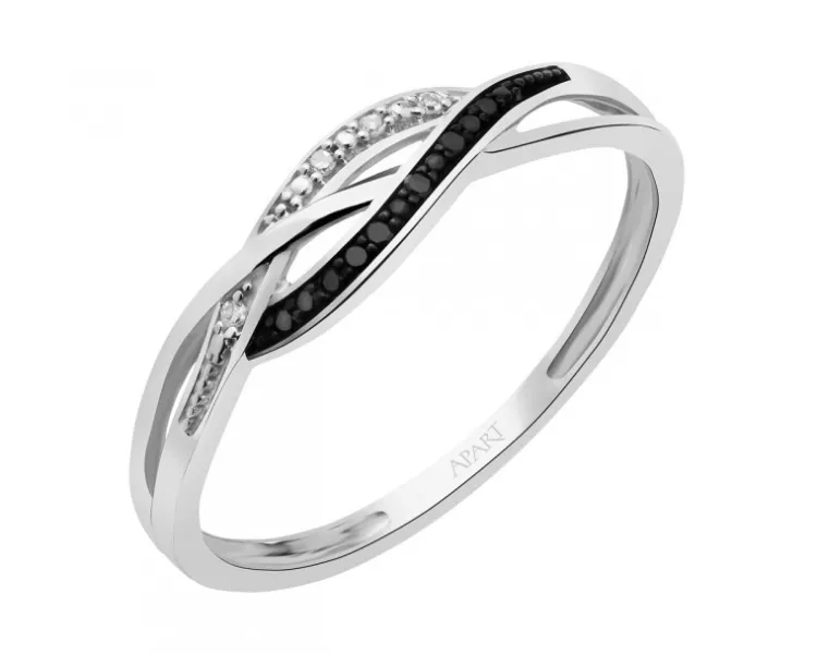 Apart Pierścionek z białego złota z diamentami - 0,02 ct - próba 585< Pierścionki