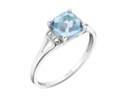 Apart Pierścionek z białego złota z diamentami i topazem Sky Blue - próba 375