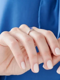 Apart Pierścionek z białego złota z diamentami i tanzanitem - próba 585