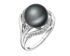 Apart Pierścionek z białego złota z brylantami i perłą Tahiti - próba 750< Wszystkie