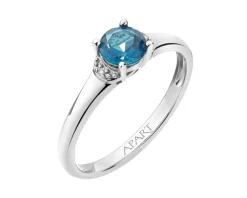 Apart Pierścionek z białego złota z diamentami i topazem London Blue - próba 585< Pierścionki