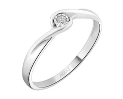 Apart Pierścionek z białego złota z brylantem - 0,02 ct - próba 375< Pierścionki