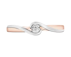 New Apart Pierścionek z różowego i białego złota z brylantem - 0,02 ct - próba 375
