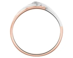 Sale Apart Pierścionek z różowego i białego złota z brylantem - 0,02 ct - próba 585