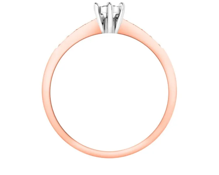 Apart Pierścionek z różowego i białego złota z brylantami - 0,13 ct - próba 585< Pierścionki