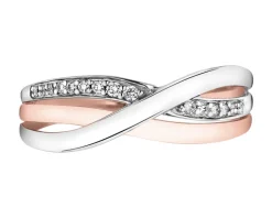Sale Apart Pierścionek z różowego i białego złota z brylantami - 0,06 ct - próba 585