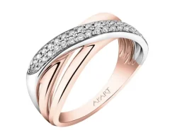Clearance Apart Pierścionek z różowego i białego złota z brylantami - 0,20 ct - próba 585