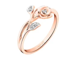Online Apart Pierścionek z różowego złota z diamentami - róża - 0,04 ct - próba 375