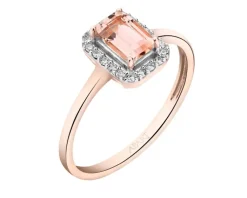 Apart Pierścionek z różowego złota z diamentami i morganitem - próba 585