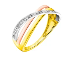 Discount Apart Pierścionek z żółtego, białego i różowego złota z diamentami - 0,07 ct - próba 585