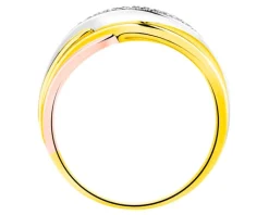 Sale Apart Pierścionek z żółtego, białego i różowego złota z diamentami - 0,07 ct - próba 585