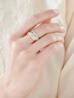 Apart Pierścionek  z żółtego, białego i różowego złota z diamentami - 0,31 ct - próba 585< Pierścionki