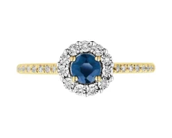 Discount Apart Pierścionek z żółtego i białego złota z diamentami i szafirem - próba 585
