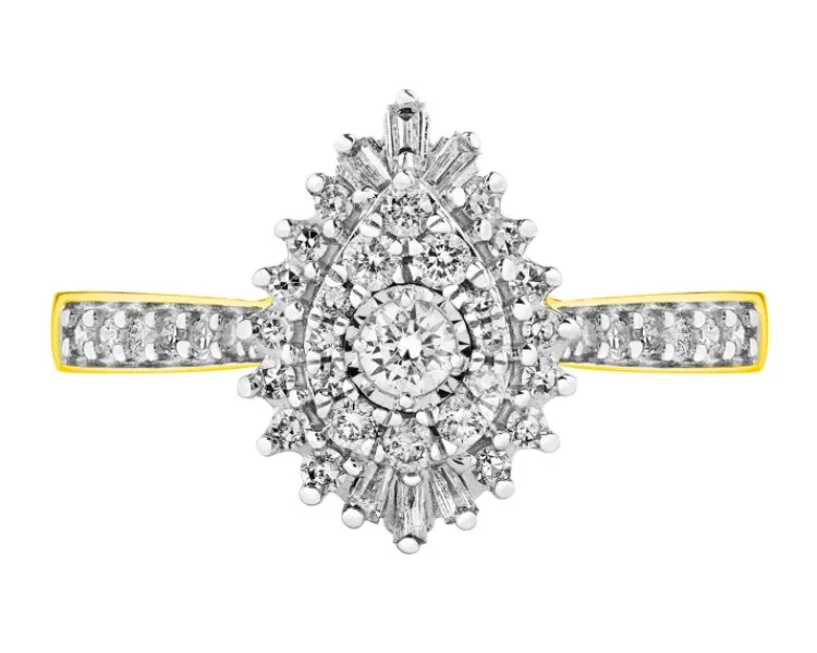 Discount Apart Pierścionek z żółtego i białego złota z diamentami - 0,39 ct - próba 585