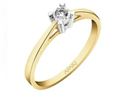 Apart Pierścionek z żółtego i białego złota z brylantem - serce - 0,06 ct - próba 585< Wszystkie