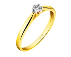 Apart Pierścionek z żółtego i białego złota z brylantem - 0,03 ct - próba 585< Pierścionki