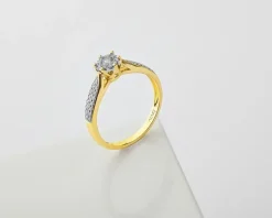 Best Apart Pierścionek z żółtego i białego złota z brylantami - 0,25 ct - próba 585