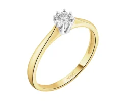 Apart Pierścionek z żółtego i białego złota z brylantem - 0,05 ct - próba 375< Pierścionki