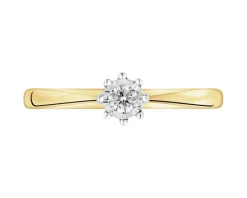 Apart Pierścionek z żółtego i białego złota z brylantem - 0,05 ct - próba 375< Pierścionki