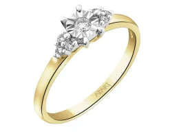 New Apart Pierścionek z żółtego i białego złota z brylantami - 0,10 ct - próba 585