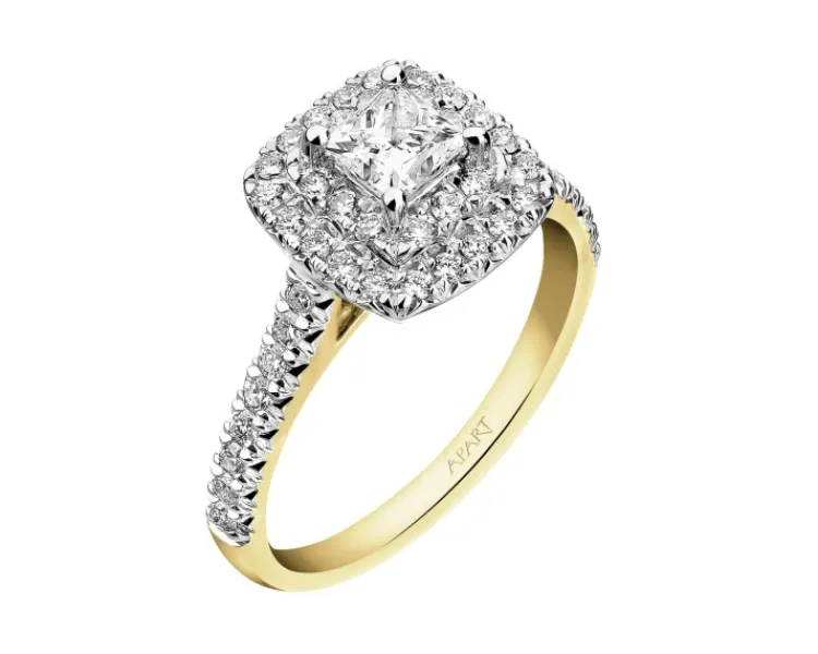 New Apart Pierścionek z żółtego i białego złota z diamentami - SI1/H - 1,00 ct - próba 585