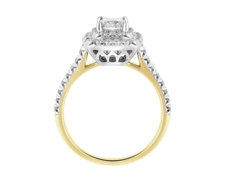 New Apart Pierścionek z żółtego i białego złota z diamentami - SI1/H - 1,00 ct - próba 585