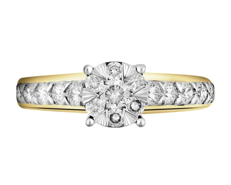 Apart Pierścionek z żółtego i białego złota z brylantami - 0,75 ct - próba 585< Pierścionki