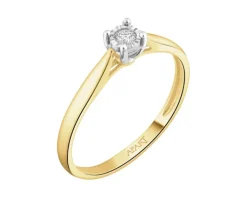 New Apart Pierścionek z żółtego i białego złota z brylantem - 0,05 ct - próba 375