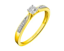 Online Apart Pierścionek z żółtego i białego złota z diamentami - 0,09 ct - próba 375