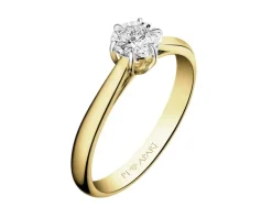Hot Apart Pierścionek z żółtego i białego złota z brylantem - 0,08 ct - próba 585