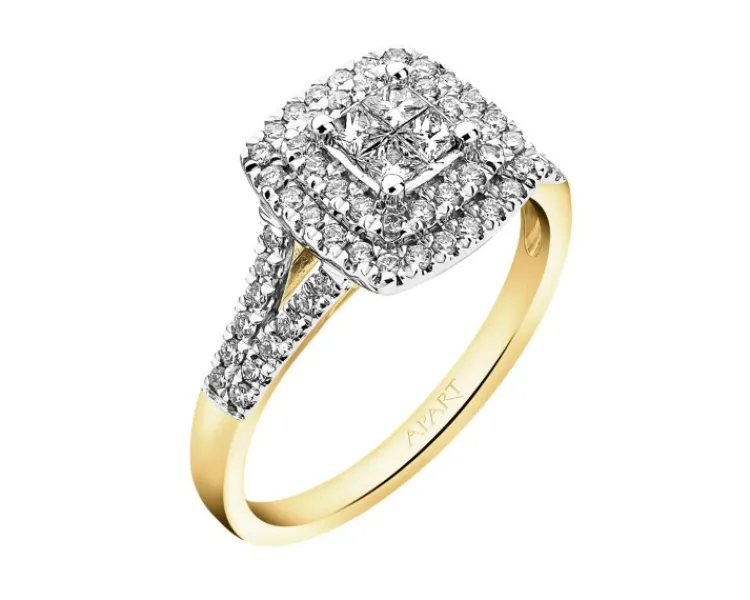 Apart Pierścionek z żółtego i białego złota z diamentami - 0,45 ct - próba 585< Pierścionki