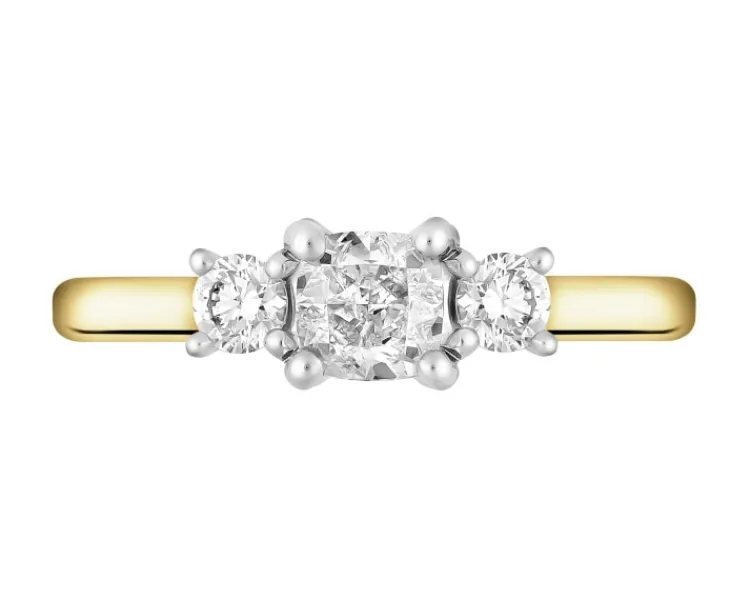 Sale Apart Pierścionek z żółtego i białego złota z diamentami – SI1/ H - 0,70 ct - próba 585