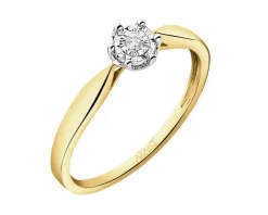 Best Apart Pierścionek z żółtego i białego złota z brylantem - 0,02 ct - próba 585