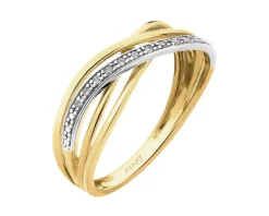 Outlet Apart Pierścionek z żółtego i białego złota z diamentami - 0,04 ct - próba 585