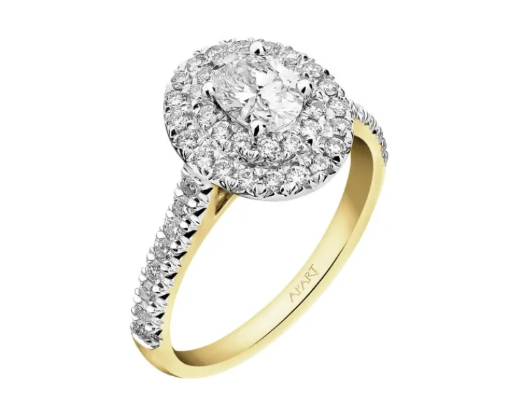 Apart Pierścionek z żółtego i białego złota z diamentami - SI1/H - 1,00 ct - próba 585< Pierścionki