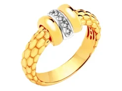 Fope Pierścionek z żółtego i białego złota z brylantami - 0,05 ct - próba 750< Pierścionki